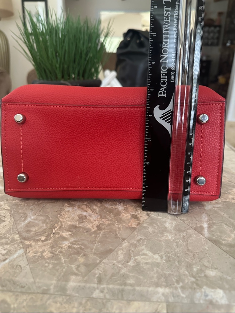 Coach Red Pebbled Leather Tote with Shoulder Strap MINI - Picture 12 of 16